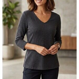 Ann Taylor Factory Knit Top Gray Minimalist L